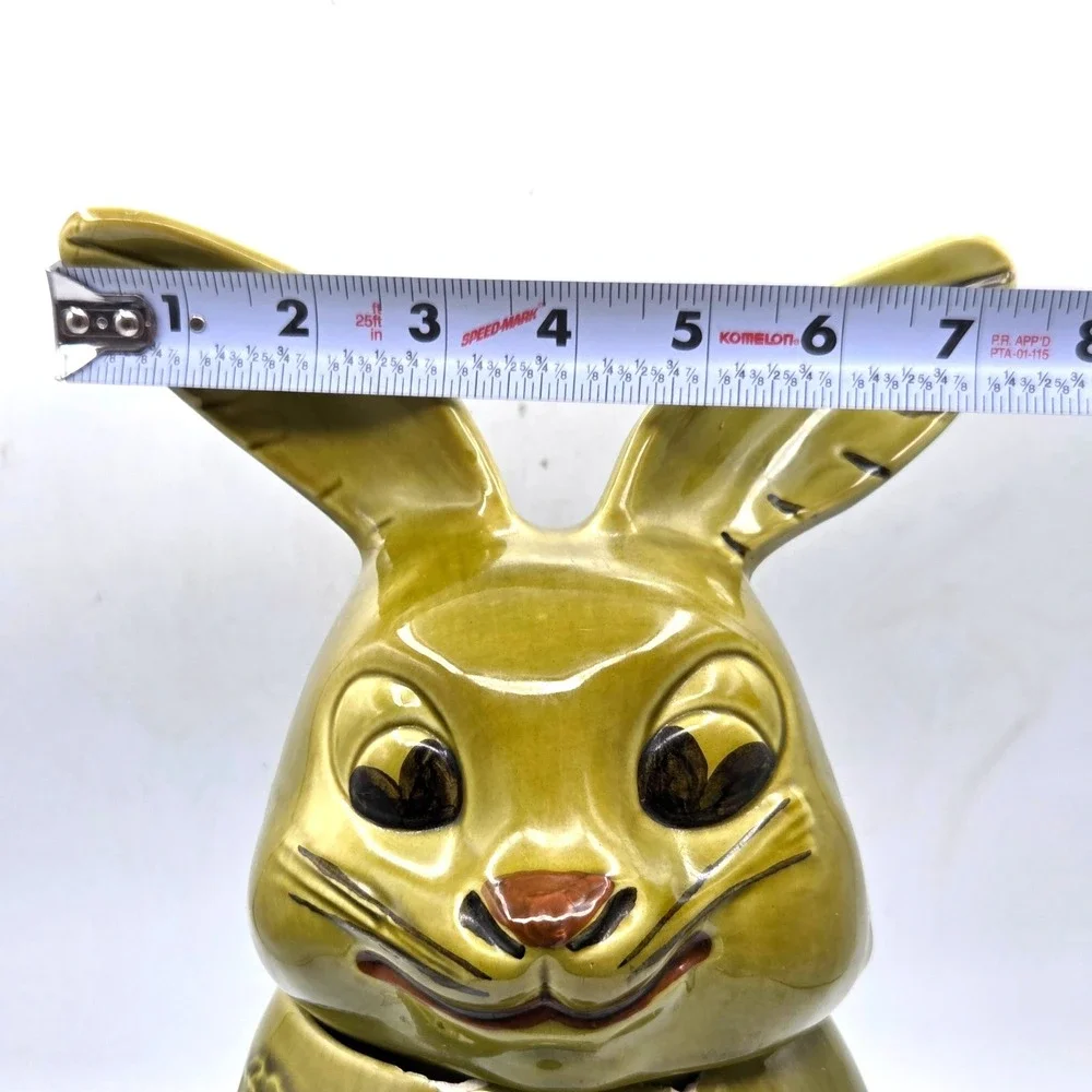 VINTAGE Olive Green Bunny Rabbit Shaped Cookie Jar‎ Doranne of California RETRO